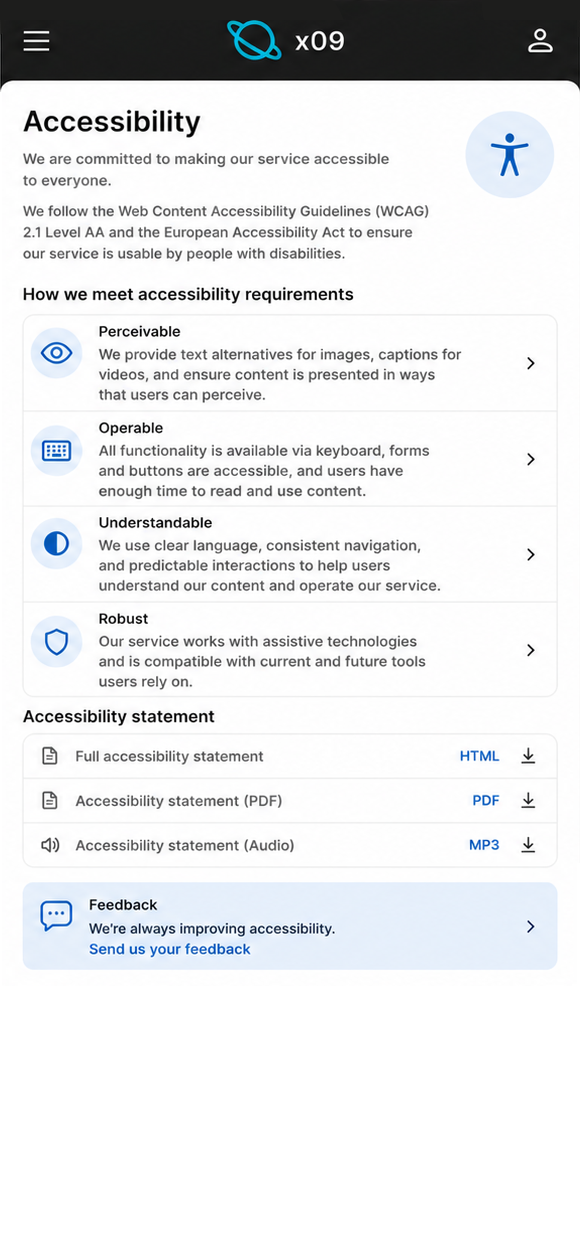 Publish Accessibility Information